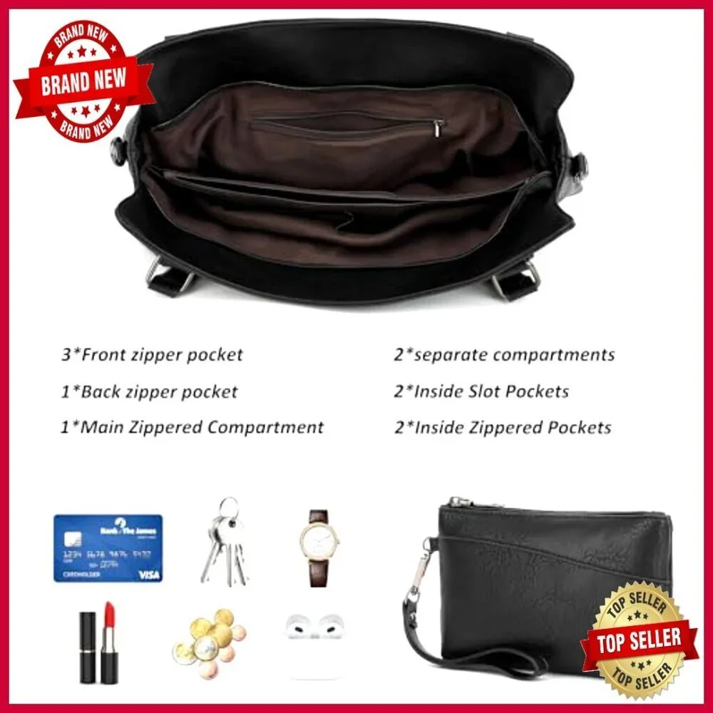 Large Vegan Leather Hobo Tote with Adjustable Strap and Multiple Pockets